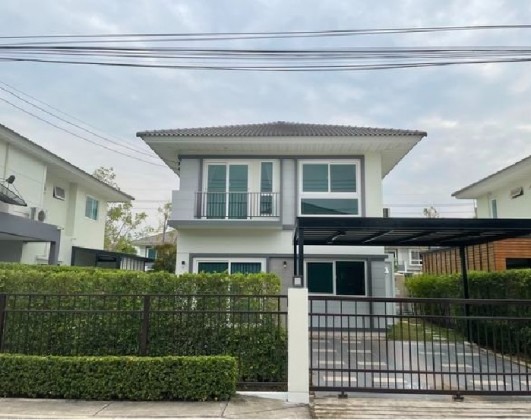 For RentHousePathum Thani,Rangsit, Thammasat : Call 081-632-0632, 2-storey detached house for rent, Supalai Pride Village, Wongwaen - Lam Luk Ka, Khlong 6 / Very beautiful house / There is space next to the house / Behind the house is a lawn, not attached to anyone / 3 air conditioners / Complete furn