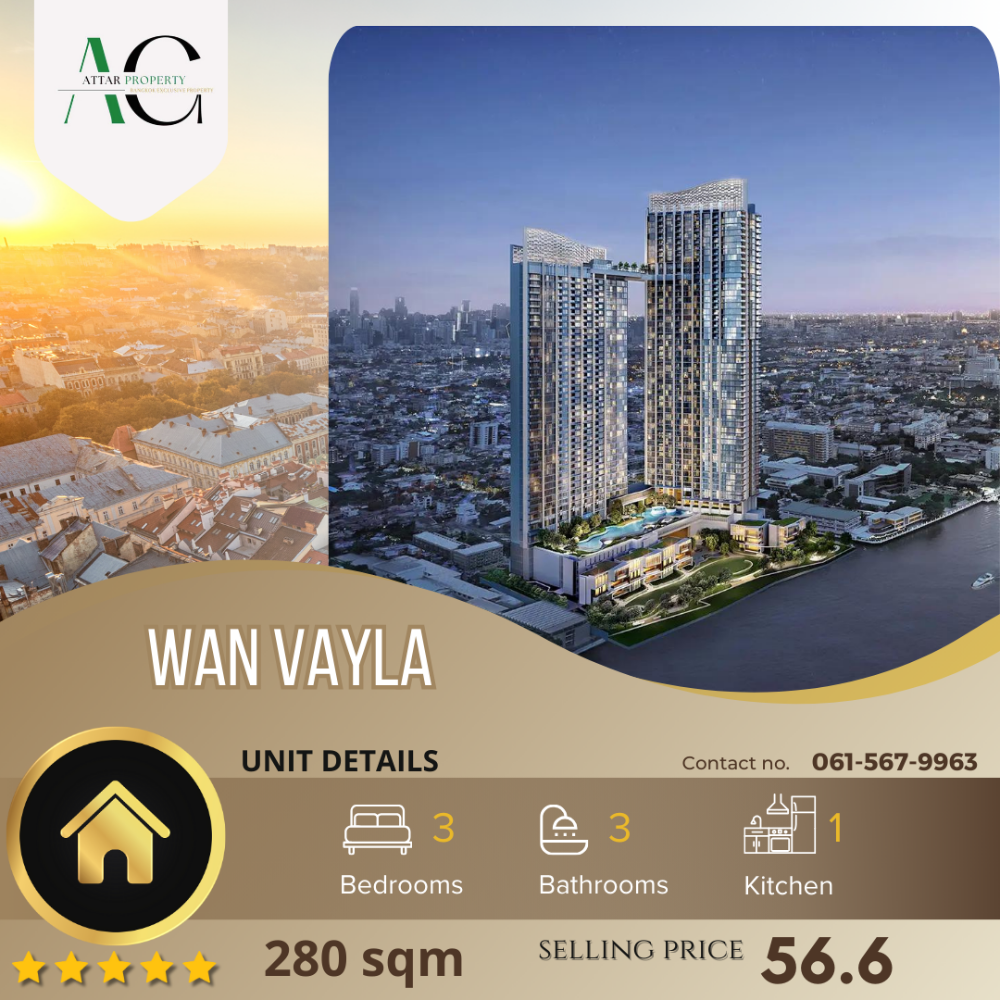 For SaleCondo : Wan Veyla Na Chaopraya | 3 bed Penthouse | 061-567-9963