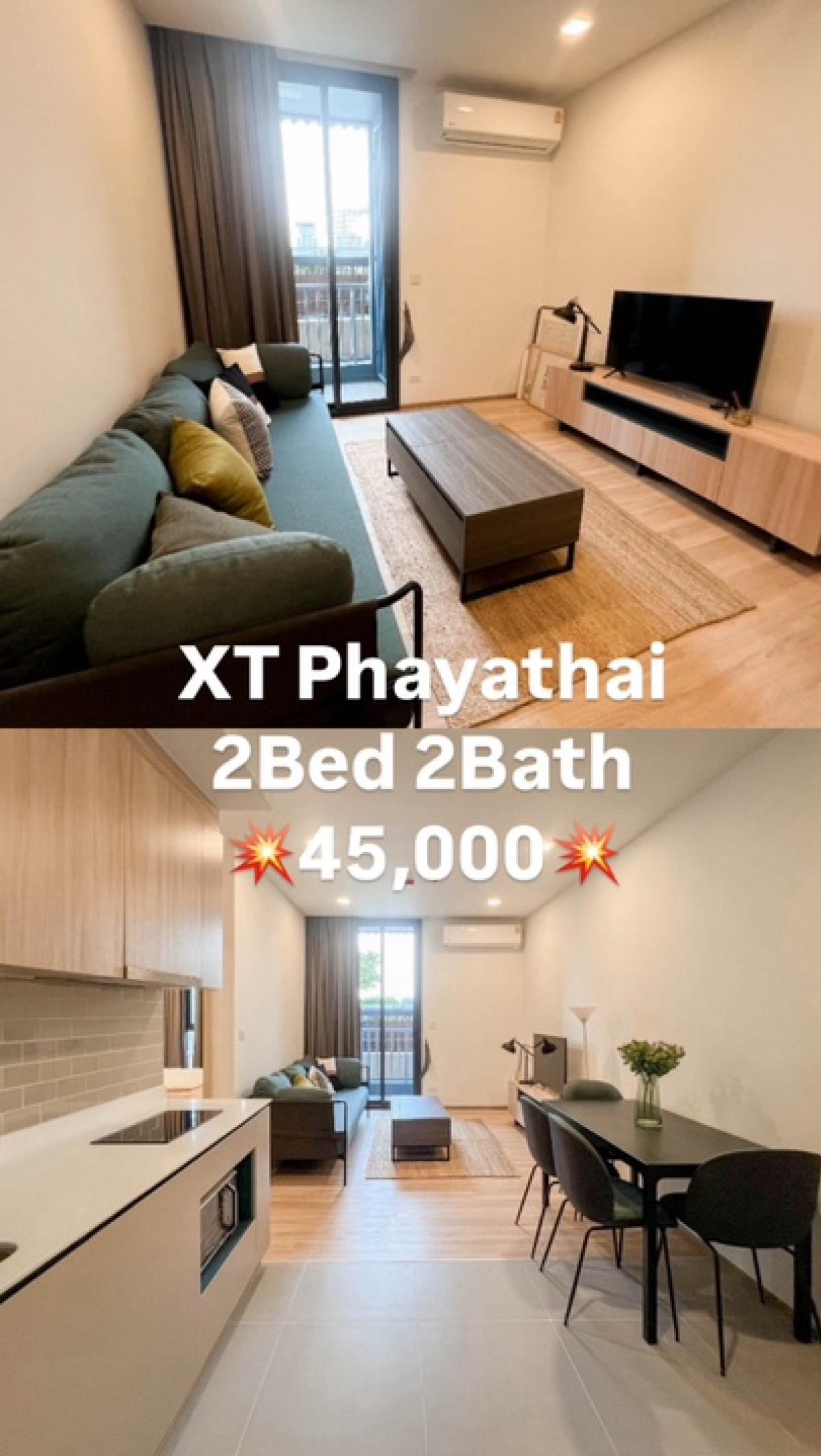 For RentCondoRatchathewi,Phayathai : XT PHAYATHAI 2Bed 2Bath 75sqm. Rent 45,000!! ☎️Tel/Line: 094-162-4424