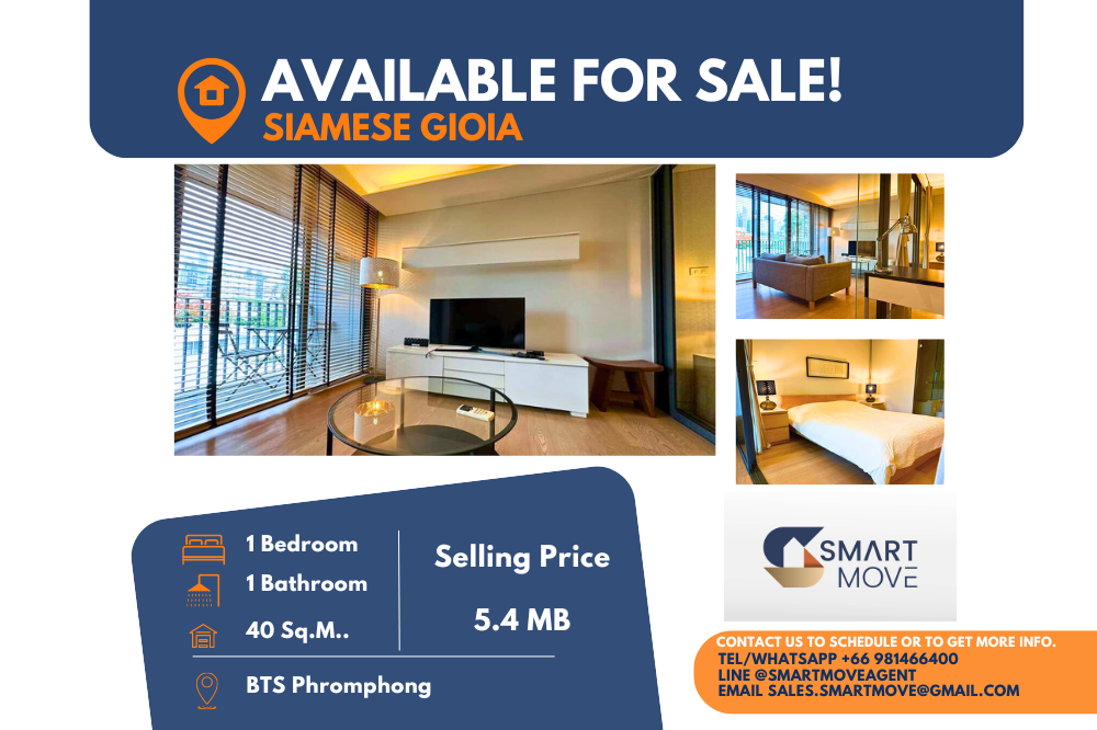 For SaleCondoSukhumvit, Asoke, Thonglor : Code C20231100284.......Siamese Gioia for sale, 1 bedroom, 1 bathroom, furnished, Special Deal!!