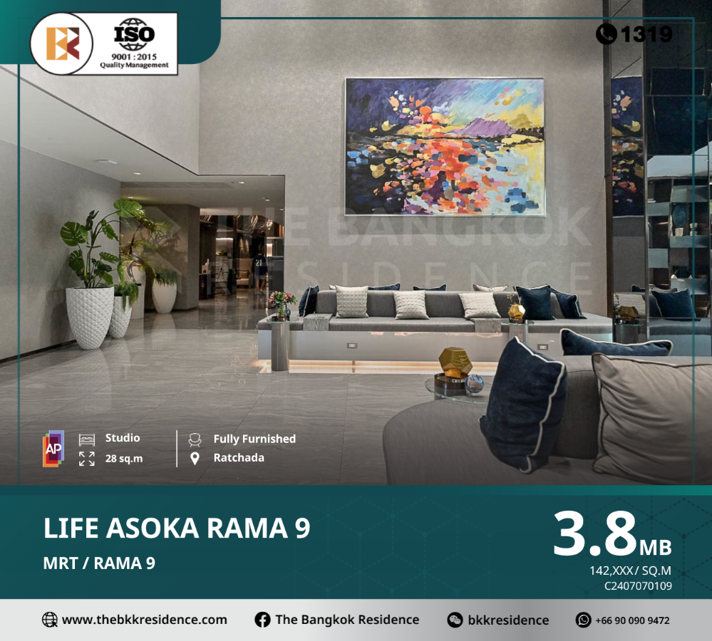 For SaleCondoRama9, Petchburi, RCA : Life Asoke - Rama 9 meets the lifestyle needs of modern people, living without limits, near MRT Rama 9.