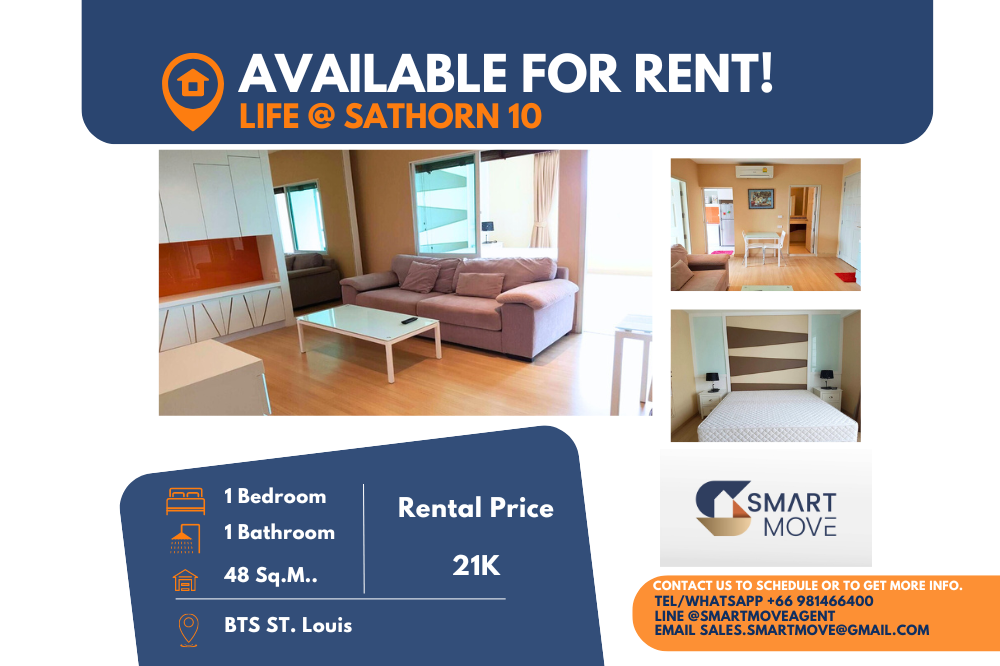 For RentCondoSathorn, Narathiwat : Code C20221200687..........Life @ Sathorn 10 for rent, 1 bedroom, 1 bathroom, high floor, furnished, ready to move in