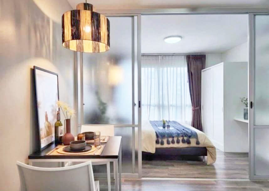 For SaleCondoBangna, Bearing, Lasalle : D Condo Sukhumvit 109 fully furnished + unblock view (near BTS Bearing, St.Andrews Intl School Sukhumvit 107, Imperial Samrong, Expressway)