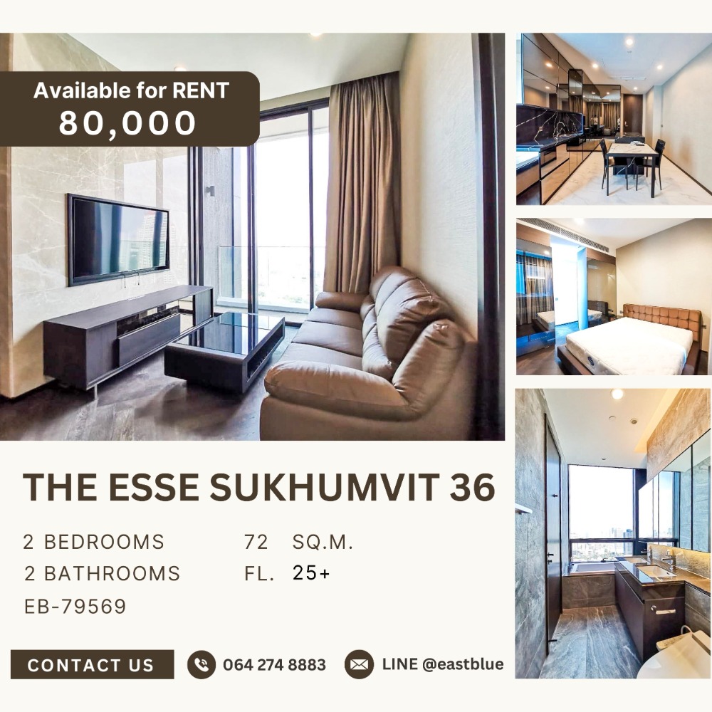 ให้เช่าคอนโดสุขุมวิท อโศก ทองหล่อ : The Esse Sukhumvit 36 2 Beds 80k