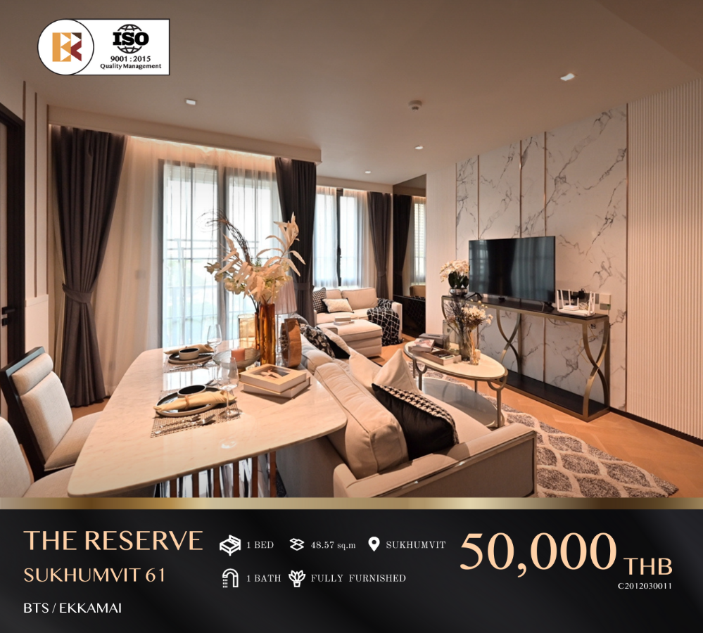 For RentCondoSukhumvit, Asoke, Thonglor : Premium Condo On a potential location, The Reserve Sukhumvit 61, near BTS Ekkamai.