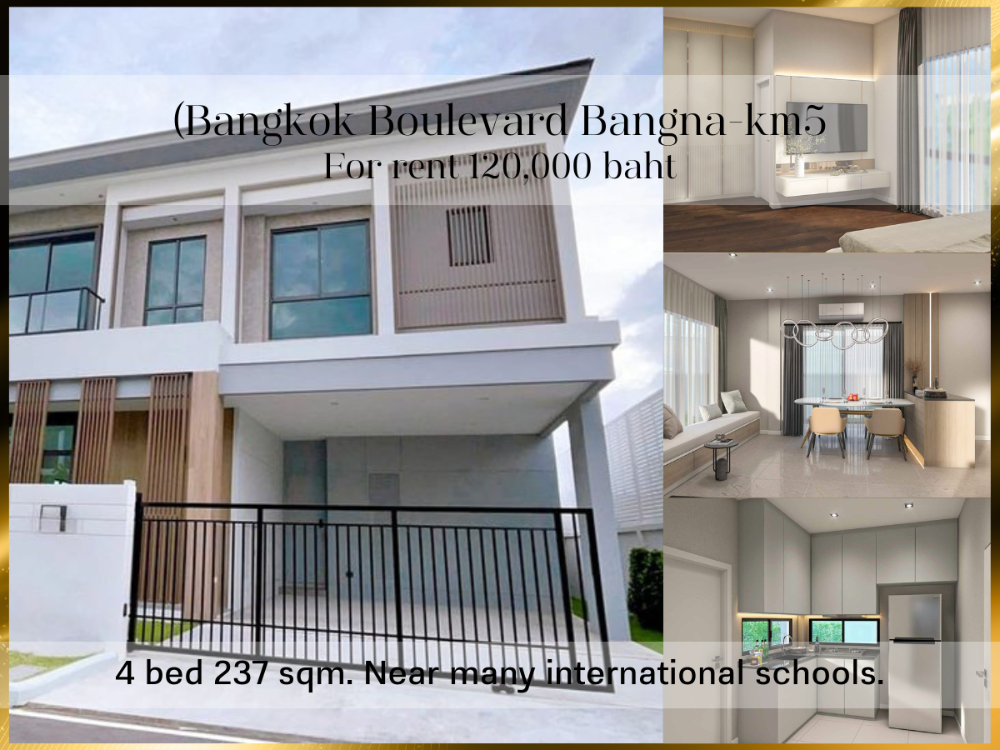 For RentHouseBangna, Bearing, Lasalle : ❤ 𝐅𝐨𝐫 𝐫𝐞𝐧𝐭 ❤ 2-story detached house, Bangkok Boulevard Bangna - Km. 5, 4 bedrooms, 237 sq m. (Preparing to decorate as shown)✅ Near many international schools.