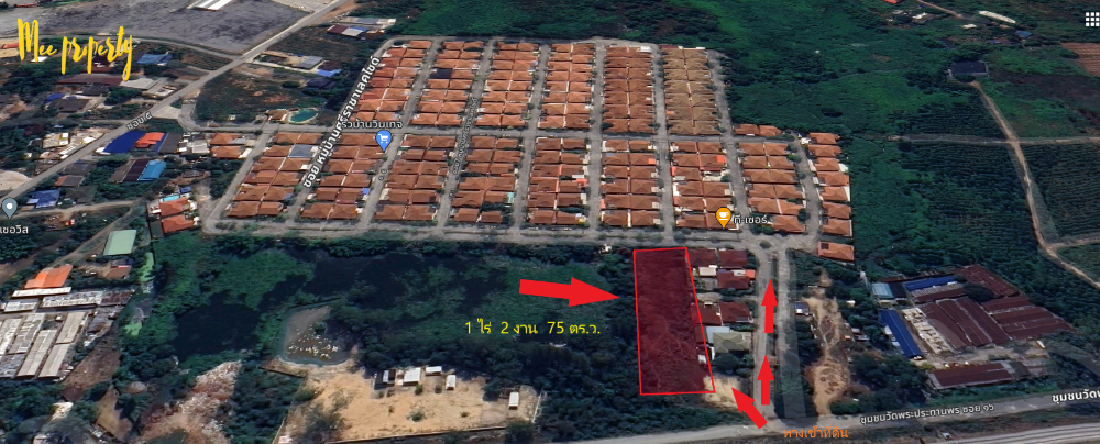 For SaleLandSriracha Laem Chabang Ban Bueng : Vacant land, land size 1 rai 2 ngan 75 sq m, Sriracha District, Chonburi Province, next to the railway, near Sriracha Lakeside Village, Chonburi, from Kao Kilo Road, enter Soi Wat Prathanphon Community, Soi 16 ME-160