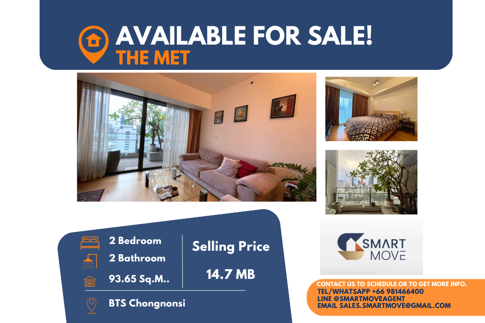 For SaleCondoSathorn, Narathiwat : Code C20221202312.......The Met sale with tenant, 2 bedroom, 2 bathroom, high floor, furnished, Special Deal!!