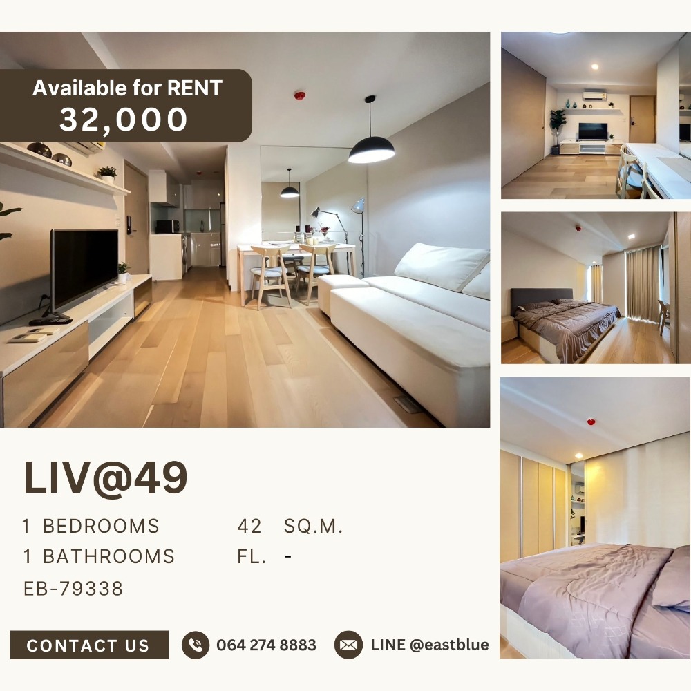 ให้เช่าคอนโดสุขุมวิท อโศก ทองหล่อ : Liv@49 for rent 32k per month