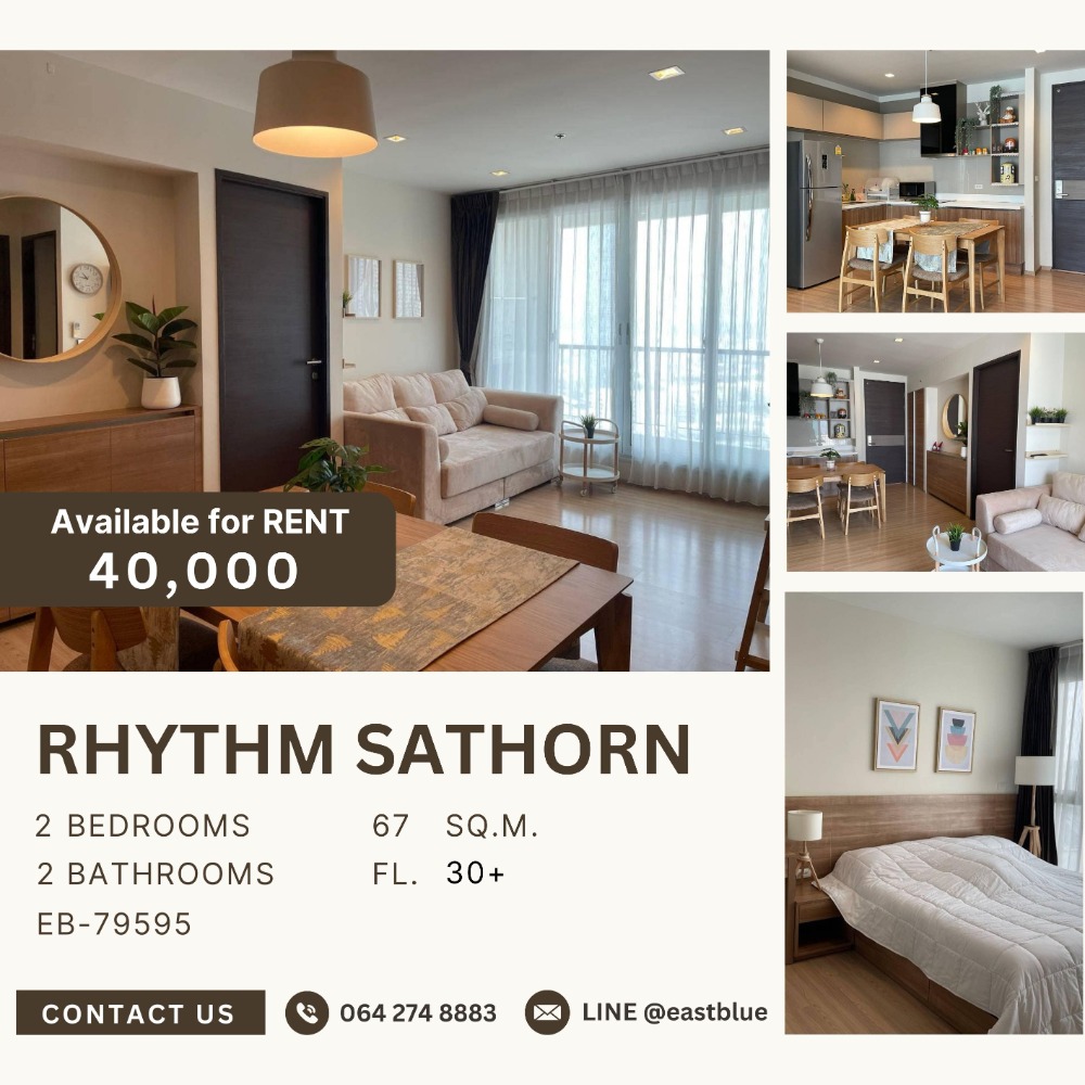 For RentCondoSathorn, Narathiwat : RHYTHM Sathorn 2 Bed 2 Baht 40k 064-274-8883