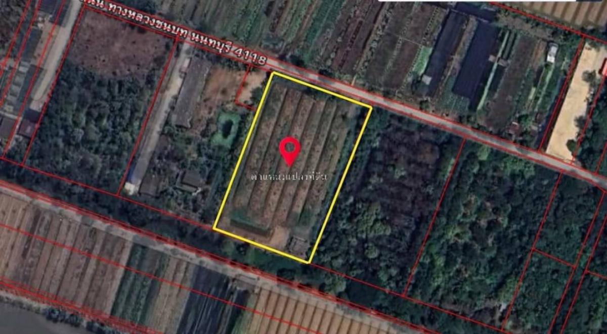 For SaleLandNonthaburi, Bang Yai, Bangbuathong : Land for sale, 4-1-60 rai, Khun Si Subdistrict, Sai Noi District, Nonthaburi Province, on Highway 4118 - width 64 meters - depth 108 meters