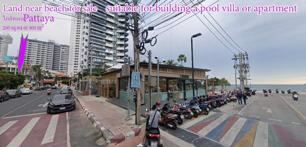 For SaleLandPattaya, Bangsaen, Chonburi : Land for sale, near the beach, super chic lifestyle, suitable for building a house or apartment, surrounded by images similar to Miami Beach, with a beach club nearby, a spa, sauna, massage, gym, beach, Thai language hot