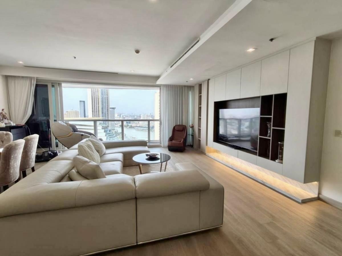 ขายคอนโดวงเวียนใหญ่ เจริญนคร : 📢👇Living in luxury project with huge river view and Icon Siam, corner unit, long balcony, fully furnished