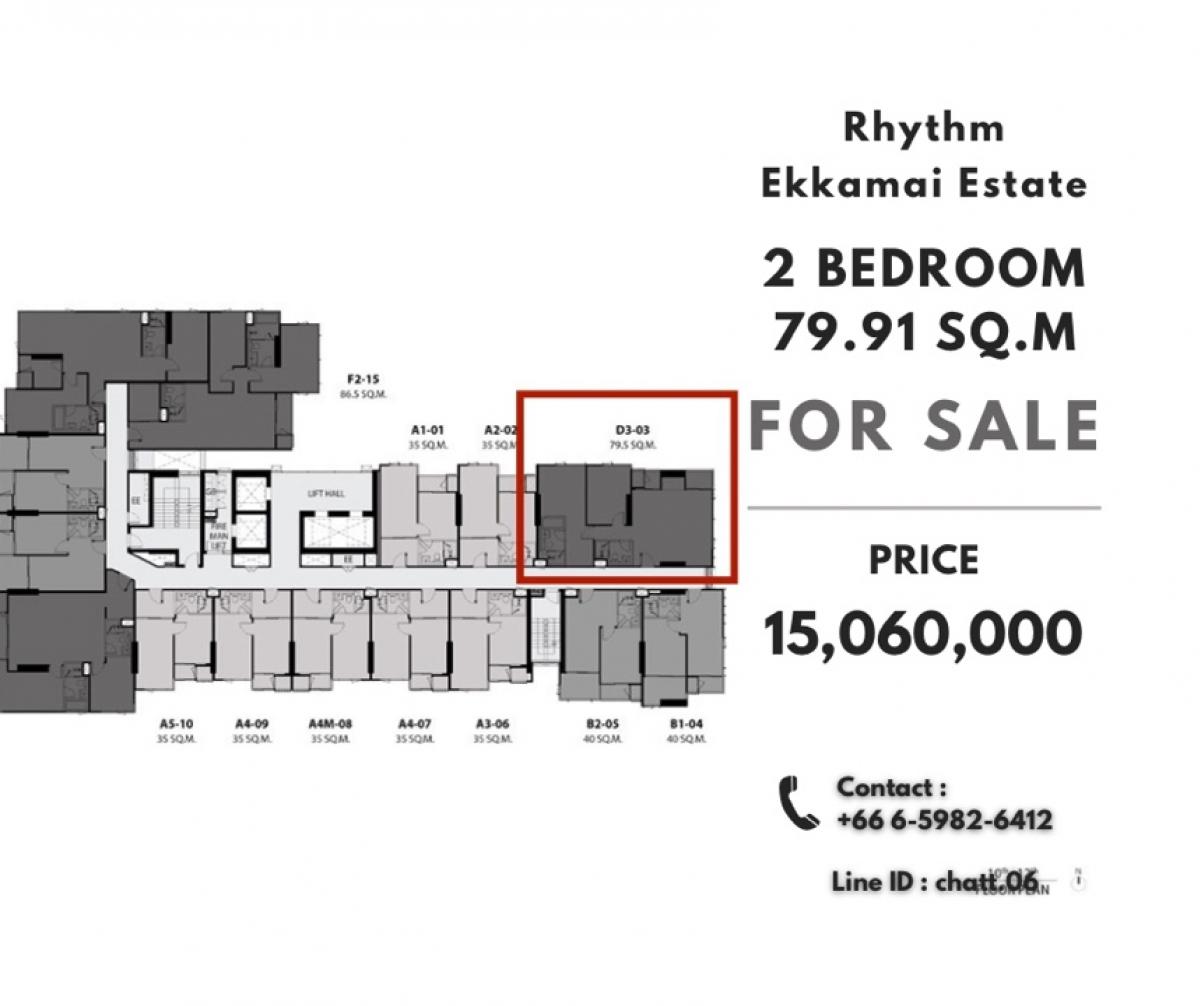 For SaleCondoSukhumvit, Asoke, Thonglor : RHYTHM EKKAMAI ESTATE 2bed 79.91 sq.m Price : 15,060,000 | 📞0659826412/ Line : chatt.06