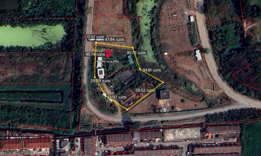 For SaleLandYothinpattana,CDC : Land for sale in Legacy Golf Course, Panya Intra Road, Khlong Sam Wa District, Bangkok, size 3-0-4 rai, facing south.