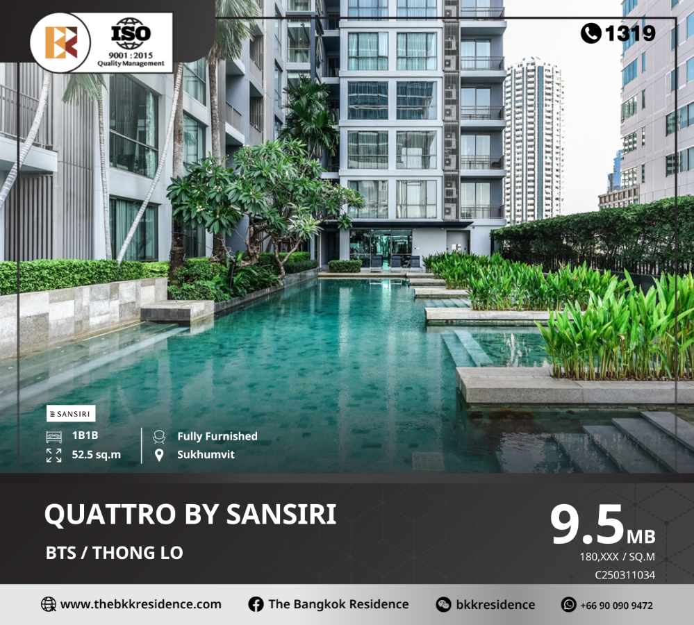 For SaleCondoSukhumvit, Asoke, Thonglor : Quattro by Sansiri, one of the best locations in the heart of Thonglor, a design that is one of a kind in every detail, near BTS Thonglor.