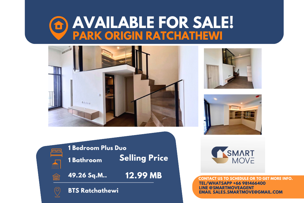 For SaleCondoRatchathewi,Phayathai : Code C20240800037.......Park Origin Ratchathewi for sale, 1 bedroom plus, 1 bathroom, high floor, Partly Furnished, Special Deal!!