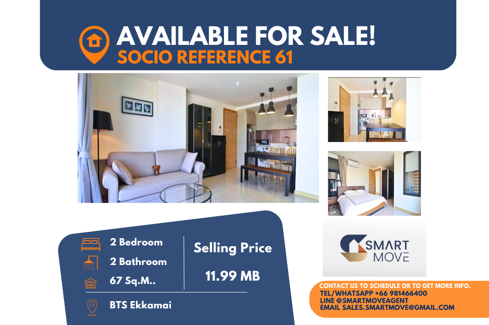 For SaleCondoSukhumvit, Asoke, Thonglor : Code C20230204554.......Socio Reference 61 sale with tenant, 2 bedroom, 2 bathroom, furnished, Special Deal!!