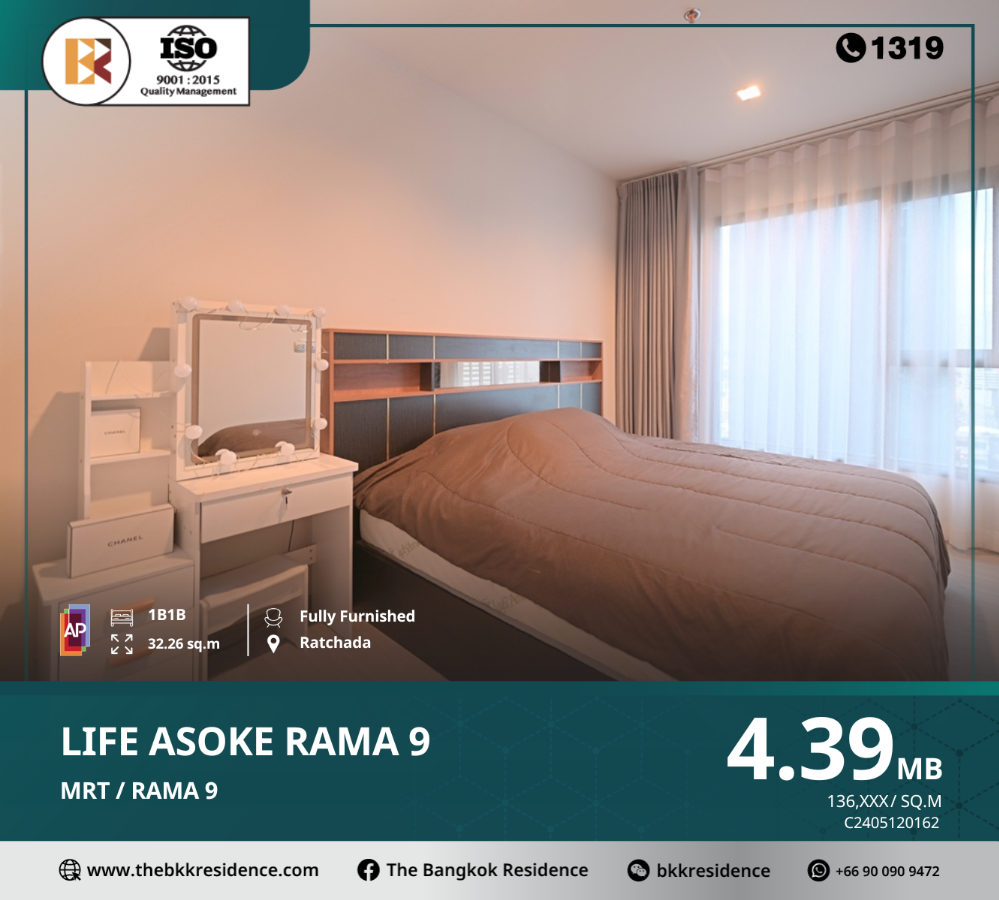 For SaleCondoRama9, Petchburi, RCA : Life Asoke - Rama 9 meets the lifestyle needs of modern people, living life without limits, near MRT Rama 9.