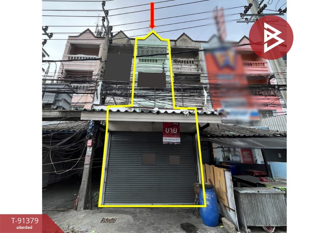 For SaleShophouseSamut Prakan,Samrong : Commercial building for sale, 4 floors, Theparak Road, area 15 sq m, Samrong Nuea, Samut Prakan