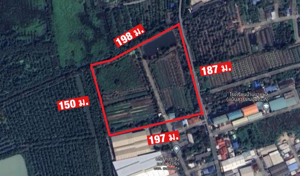 For SaleLandEakachai, Bang Bon : Land for sale, 19 rai, 290 sq m, rectangular plot, Soi Ekamai 132, Bang Bon, near Rama 2 Road.