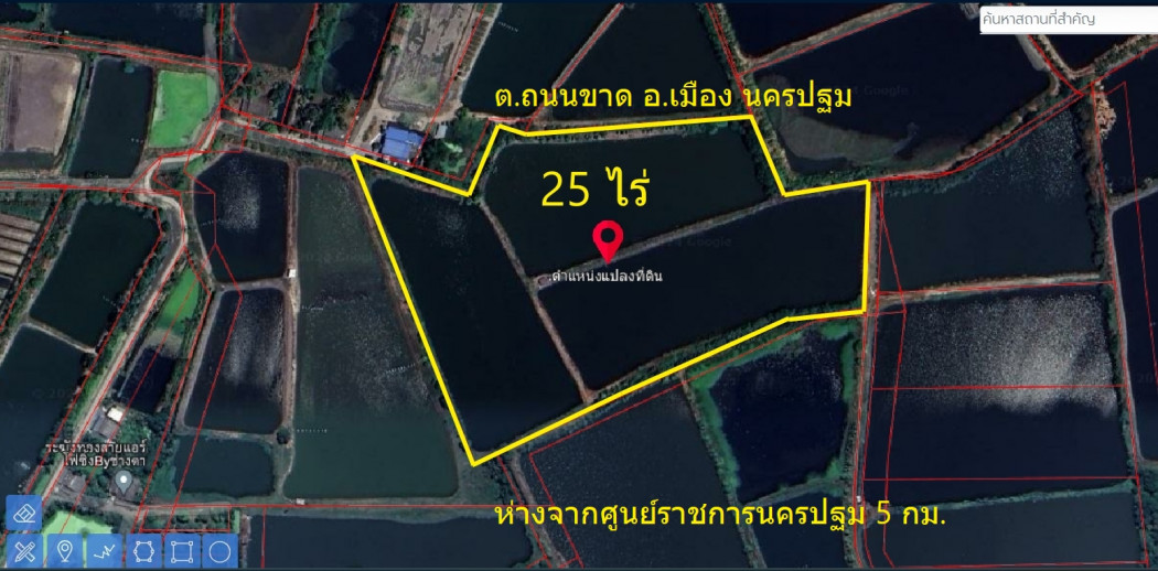 For SaleLandPhutthamonthon, Salaya : Land for sale near Nakhon Pathom Government Center, 25 rai, Thanon Khat Subdistrict, Nakhon Pathom.