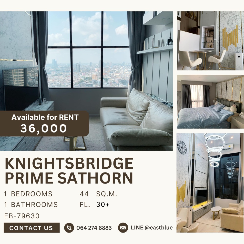 For RentCondoSathorn, Narathiwat : KnightsBridge Prime Sathorn unblocked view 36k per month