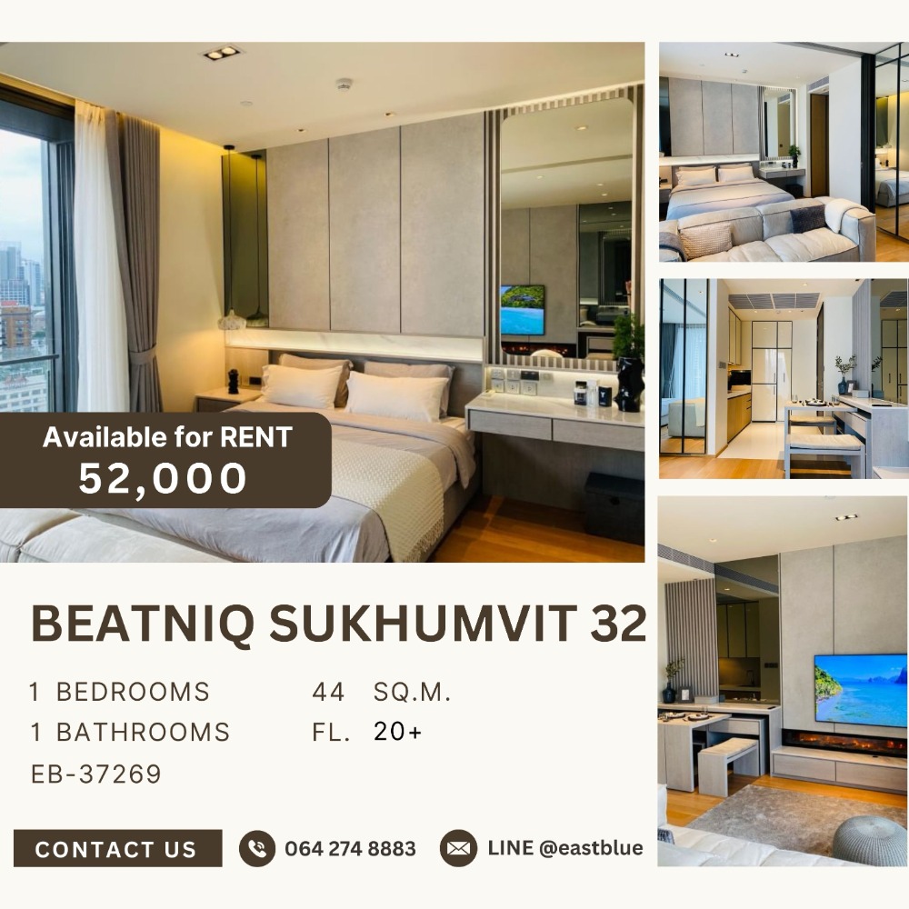 ให้เช่าคอนโดสุขุมวิท อโศก ทองหล่อ : Beatniq Sukhumvit 32 amazing city view, facing west 52k per month