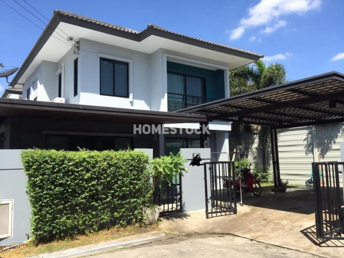 For RentHousePathum Thani,Rangsit, Thammasat : 25,000.- 4 bedroom single house, corner house, with furniture, Delight Village, Lam Luk Ka Khlong 3, project on the main road, near BTS Khu Khot Station