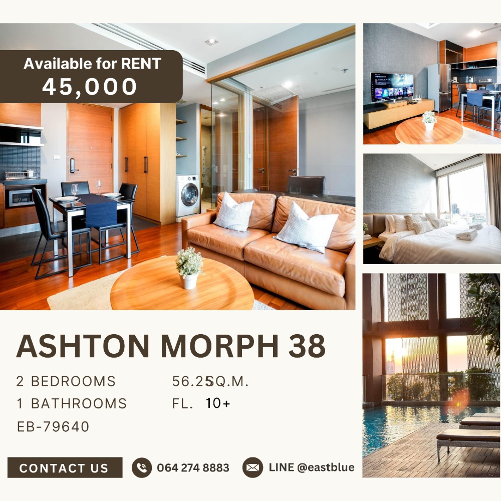 ให้เช่าคอนโดสุขุมวิท อโศก ทองหล่อ : Pet-Friendly Ashton Morph 38 2 Beds 45k per month