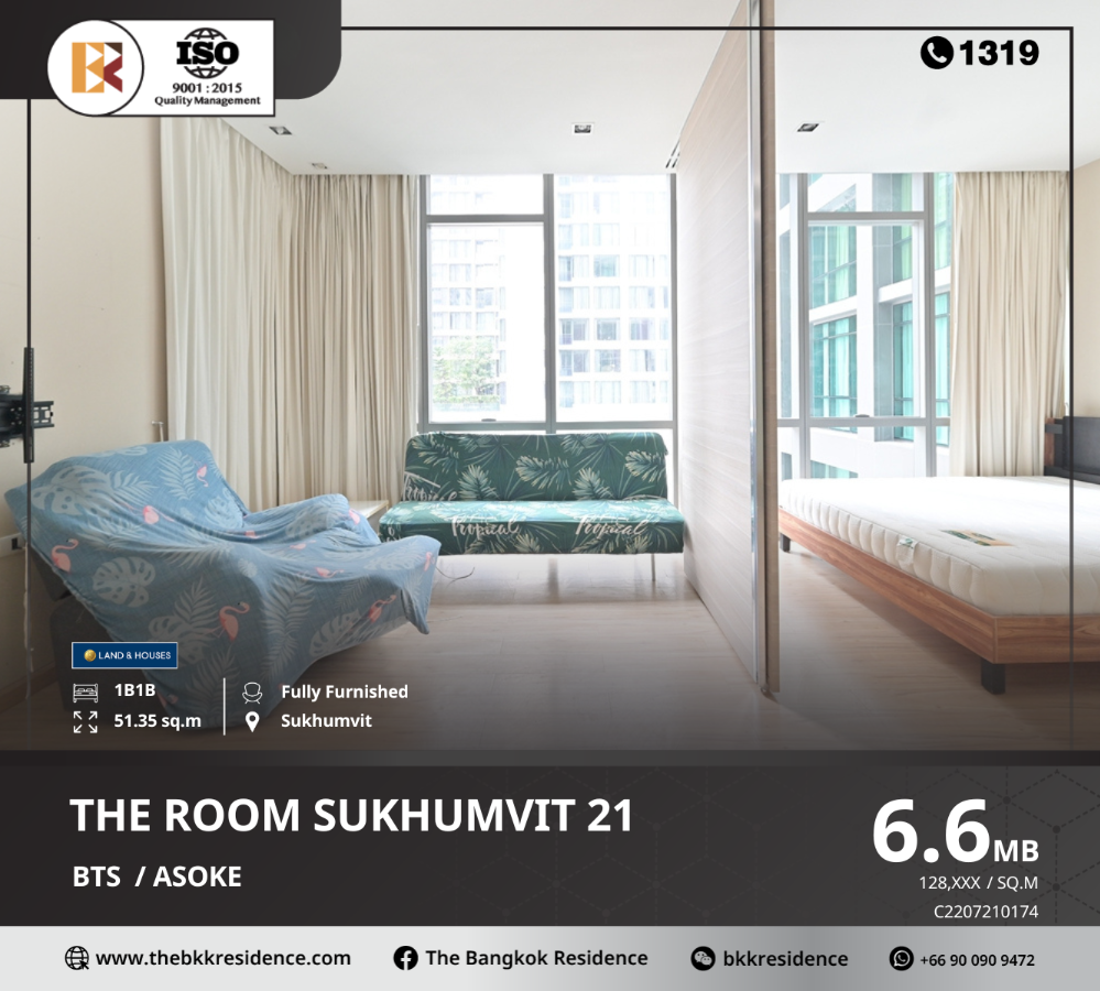 For SaleCondoSukhumvit, Asoke, Thonglor : The Room Sukhumvit 21, a wide condo with complete facilities, near BTS Asoke