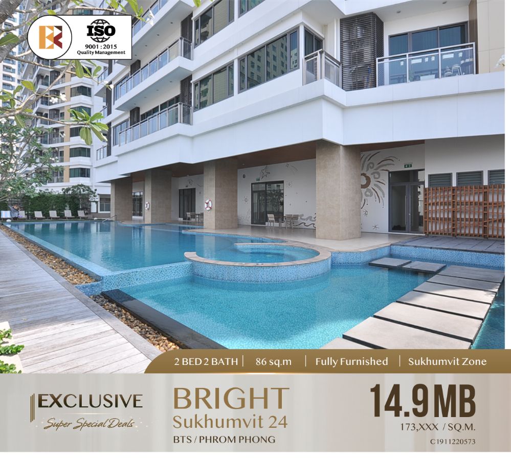 For SaleCondoSukhumvit, Asoke, Thonglor : Bright 24, a luxury condo, convenient travel, near BTS Phrom Phong.