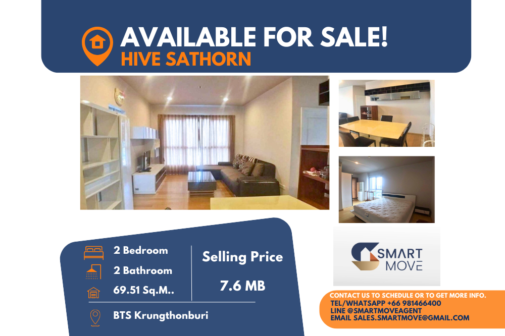 For SaleCondoWongwianyai, Charoennakor : Code C20240800080.......Hive Sathorn sale with tenant, 2 bedroom, 2 bathroom, high floor, furnished, Special Deal!!