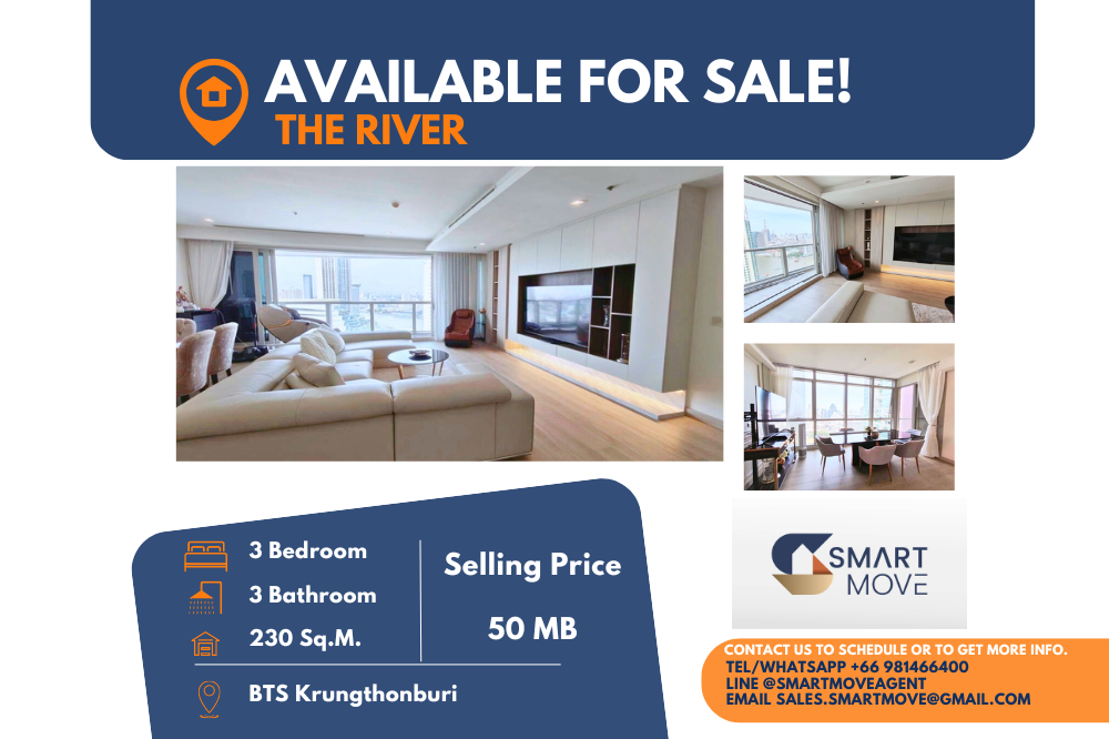 ขายคอนโดวงเวียนใหญ่ เจริญนคร : Code C20230109900.......The River สำหรับขาย, 3 ห้องนอน, 3 ห้องน้ำ, 1 ห้องแม่บ้าน, ชั้นสูง, แต่งครบ, ราคาพิเศษ!!