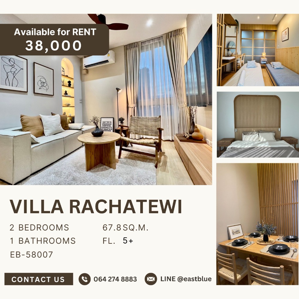 For RentCondoRatchathewi,Phayathai : Villa Rachatewi 2 Beds for rent 38,000