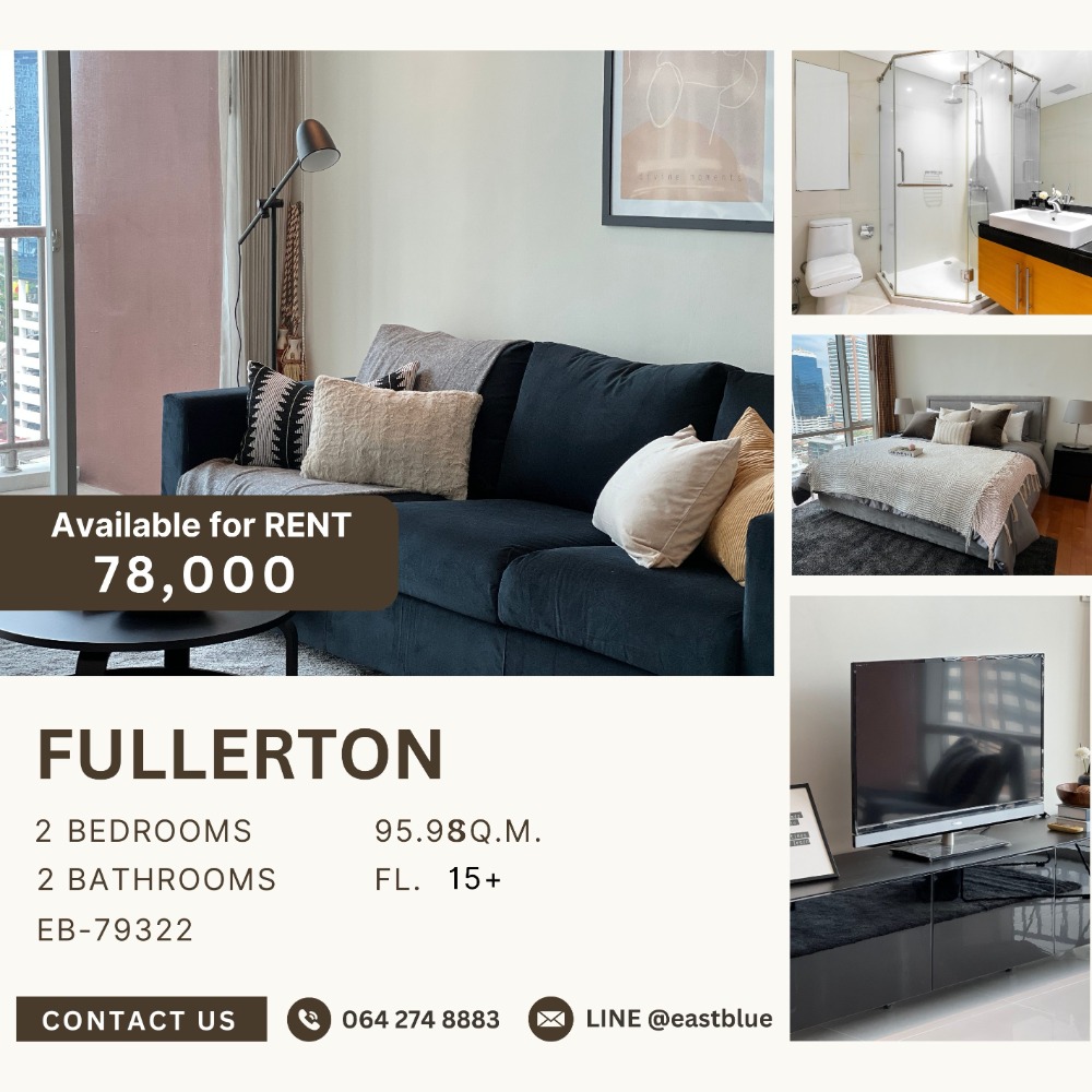 For RentCondoSukhumvit, Asoke, Thonglor : Fullerton 2 Beds 96 sqm for rent 78k