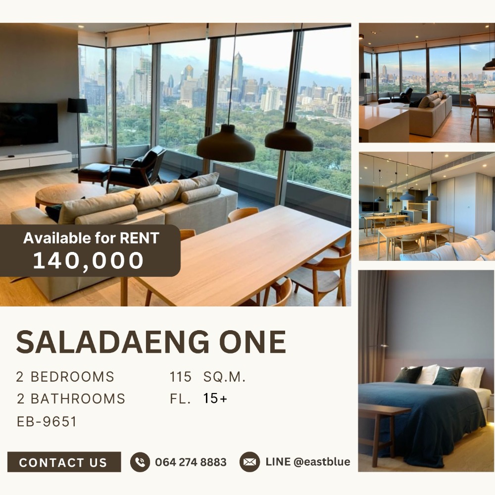 ให้เช่าคอนโดสีลม ศาลาแดง บางรัก : Saladaeng One 2 Bed 115 sqm 140k per month