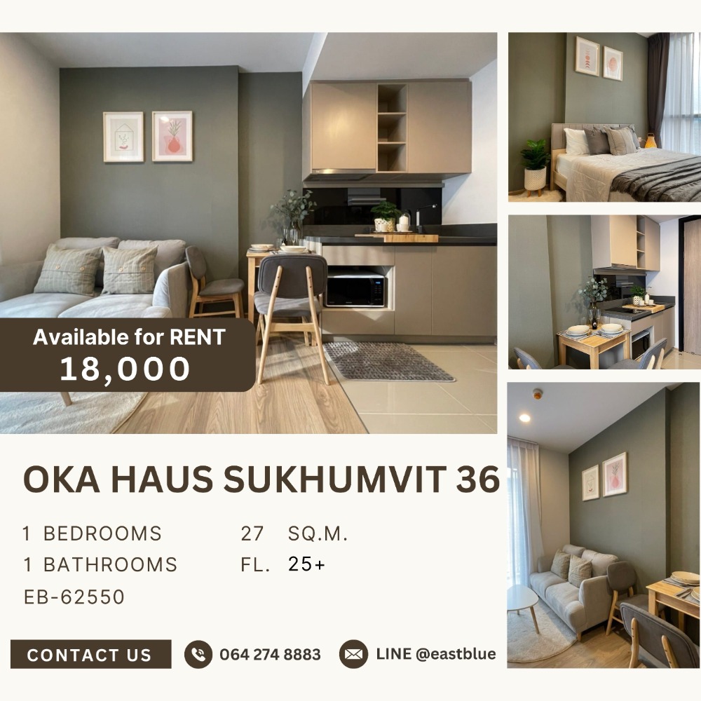 For RentCondoSukhumvit, Asoke, Thonglor : Oka Haus Sukhumvit 36 ​​1 Bed for rent 18k per month