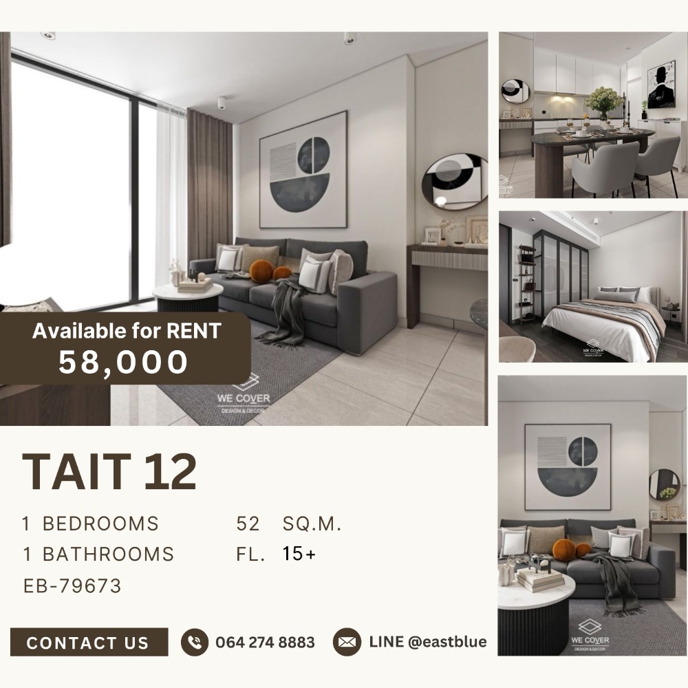 For RentCondoSathorn, Narathiwat : Tait 12 1 Bed 52 sqm 58,000 per month