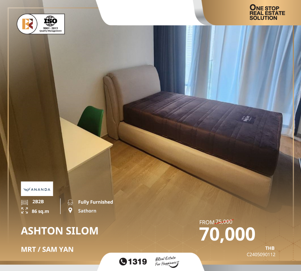 For RentCondoSilom, Saladaeng, Bangrak : High-Floor Furnished Unit Ready to Move In: Ashton Chula-Silom for Rent, Near MRT Sam Yan