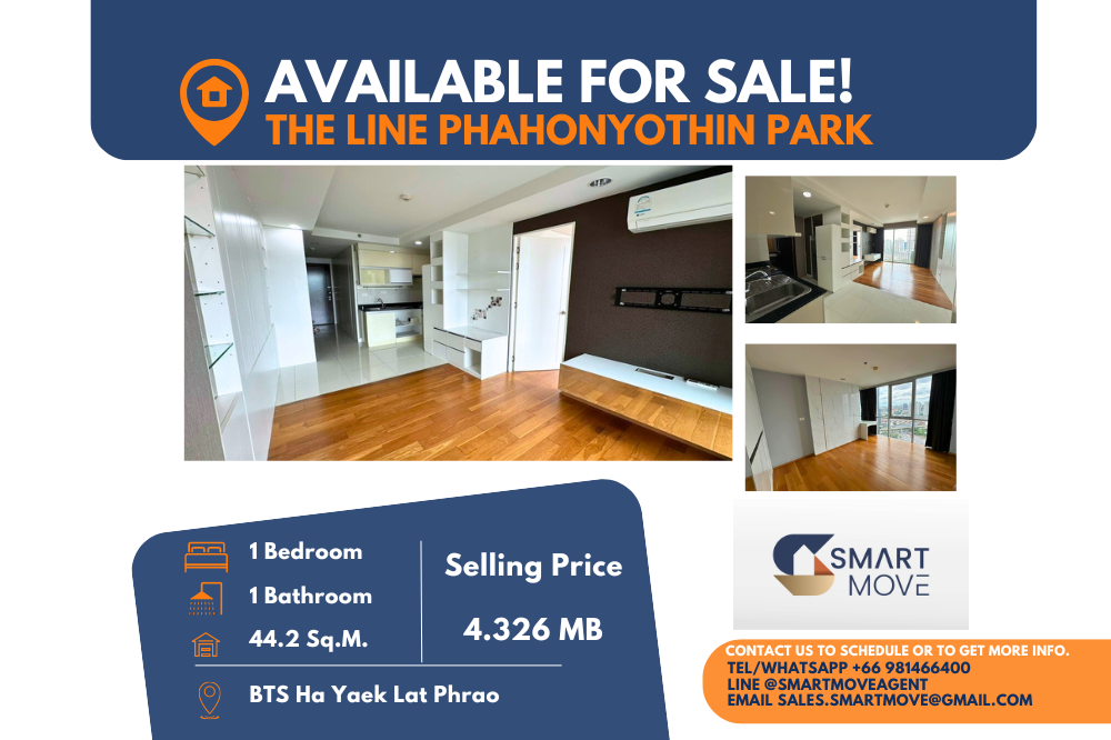 For SaleCondoLadprao, Central Ladprao : Code C20240800106.......The Line Phahonyothin Park for sale, 1 bedroom, 1 bathroom, high floor, Partly Furnished, Special Deal!!