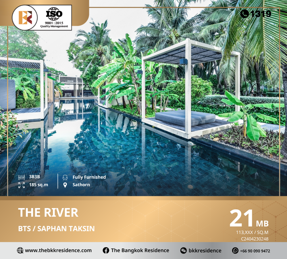 ขายคอนโดวงเวียนใหญ่ เจริญนคร : The River ราคาดีเกินคุ้ม ติดริมแม่น้ำเจ้าพระยาที่ให้สัมผัสทัศนียภาพ ริมแม่น้ำที่สวยงามที่สุดทั้งโครงการ เดินทางสะดวก ใกล้ BTS สะพานตากสิน