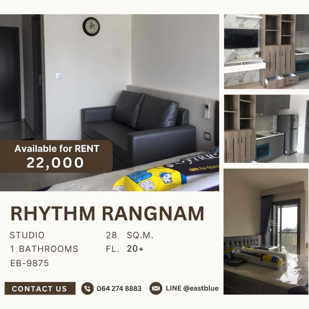 ให้เช่าคอนโดราชเทวี พญาไท : RHYTHM Rangnam Studio for rent 22k