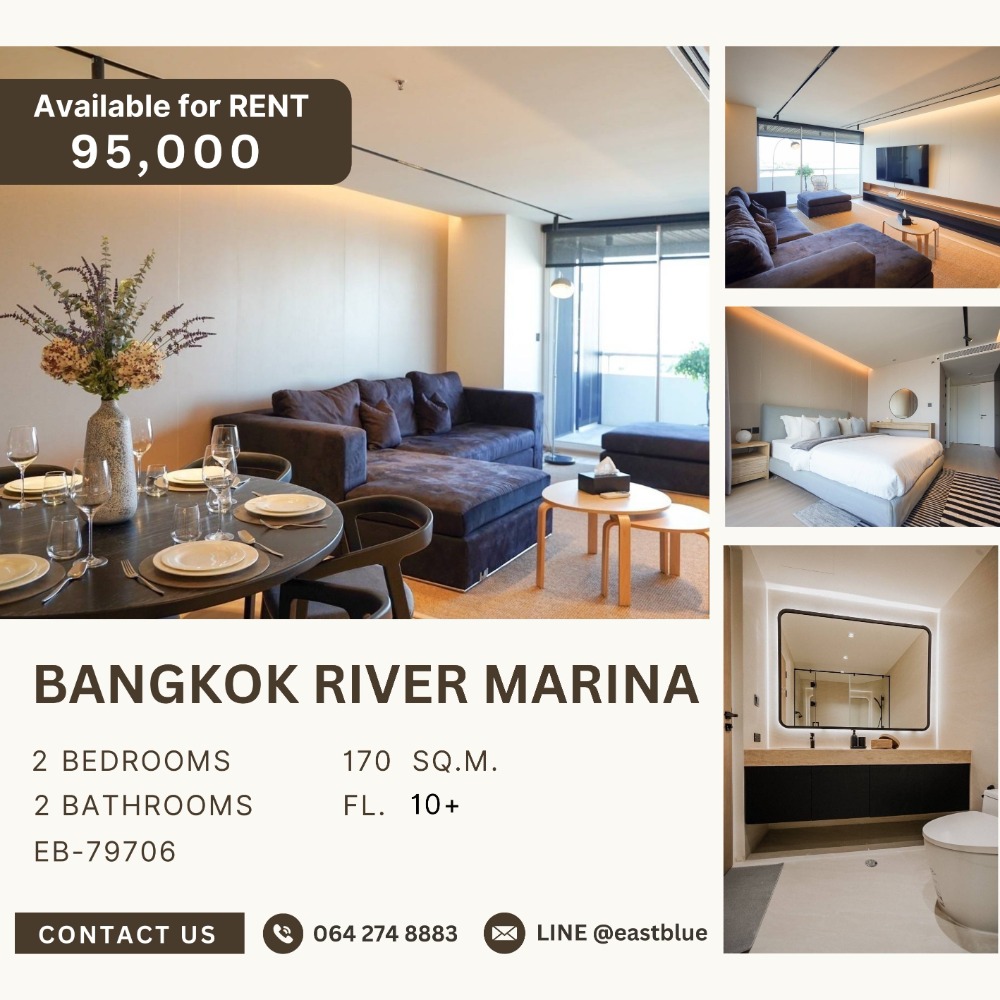 For RentCondoPinklao, Charansanitwong : Bangkok River Marina 2 Bed Large Unit 95,000