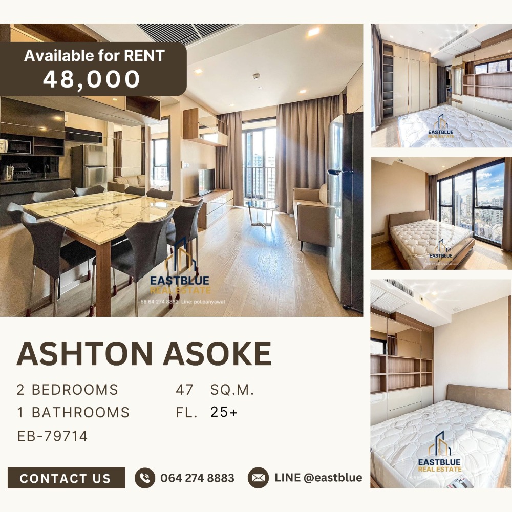 For RentCondoSukhumvit, Asoke, Thonglor : Ashton Asoke 2 Bed 1 Baht 48,0000