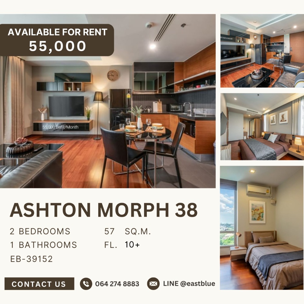 For RentCondoSukhumvit, Asoke, Thonglor : Pet-Friendly — Ashton Morph 38 2 Bed 55,000