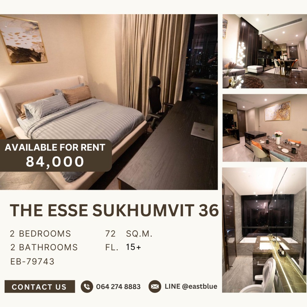 For RentCondoSukhumvit, Asoke, Thonglor : The ESSE Sukhumvit 36 ​​Brand new & Fully Furnished 2 Bed for rent 84,000