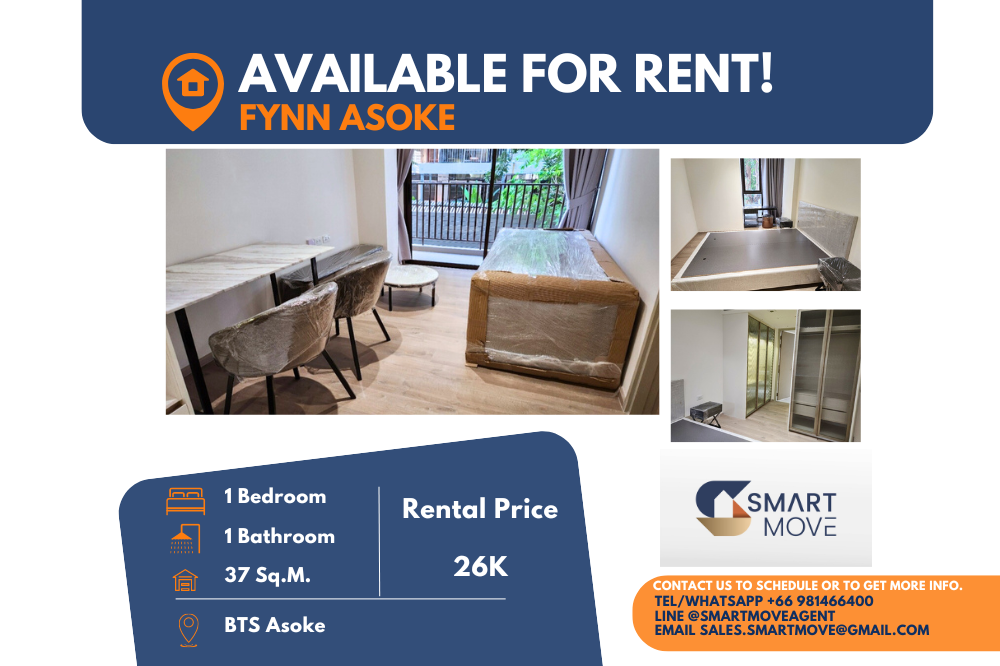 For RentCondoSukhumvit, Asoke, Thonglor : Code C20240800114..........Fynn Asoke for rent, 1 bedroom, 1 bathroom, furnished, ready to move in