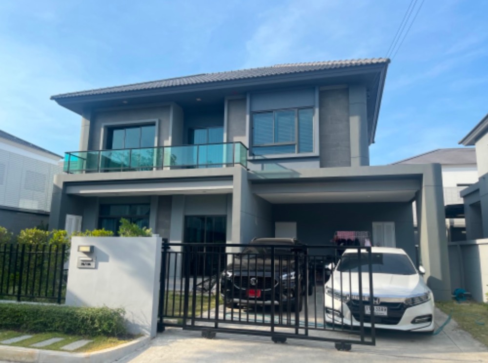 For RentHouseMin Buri, Romklao : For rent: 2-storey detached house, Venue Rama 9, beautiful, large house, ready to move in, near Suvarnabhumi Airport. Interested, add Line @841qqlnr