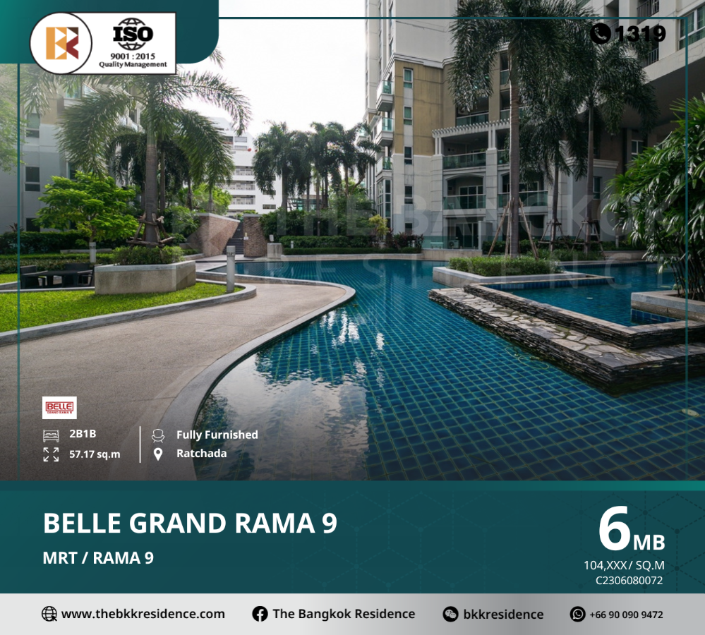 For SaleCondoRama9, Petchburi, RCA : Belle Grand Rama 9, large condo, great value, near MRT Rama 9